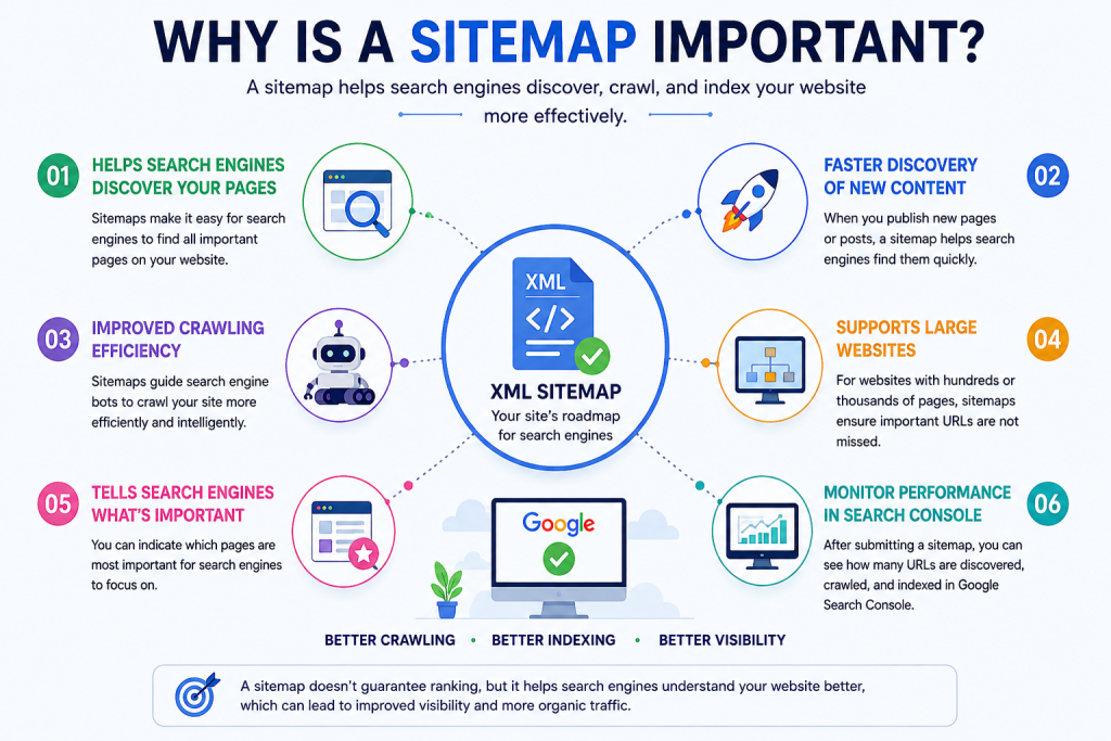 How an XML Sitemap helps search engines discover website URLs